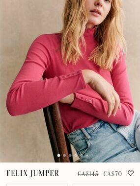 Sezane Felix Jumper Ribbed Mock Neck in Pop Pink